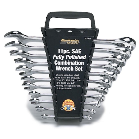 Performance Tool Wilmar Corporation 11 Piece Full Polish Combination Wrench Set W1061 W1061